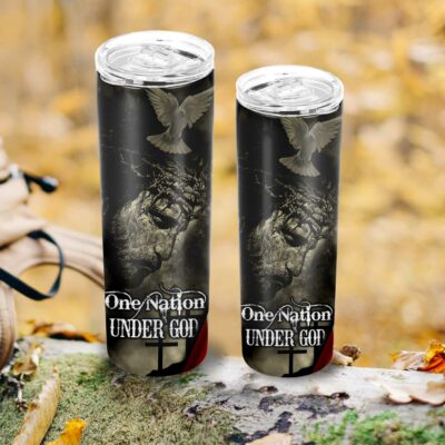 Alternative view of One Nation Under God Patriotic Skinny Tumbler, Straight Vacuum Insulated Tumbler Cup Water Bottle Coffee Mug