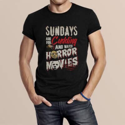 Alternative view of Sundays are for Cudding and Watch Horror Movies Halloween T-Shirt