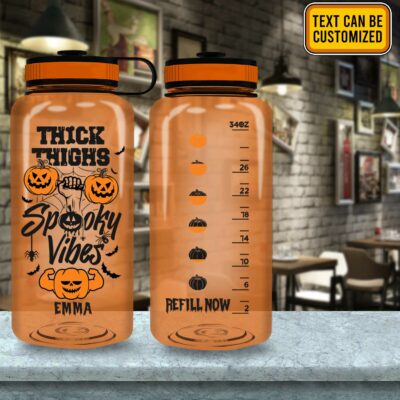 Alternative view of Thick Thigh Spooky Vibe  - Gym Lovers Motivational Fitness Sports Water Tracker Bottle