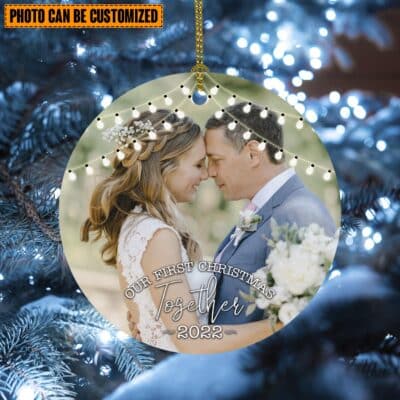 Personalized Photo Our First Christmas Together 2022 Circle Ornament - Custom Your Photo Love Wedding Gift - Anniversary Gift