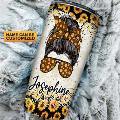 Alternative view of Personalized Sunflower Best Cat Mom Ever Insulated Tumbler Cup with Lid - Birthday Gift for Sunflower Lovers - Cat Lovers Mug Cup