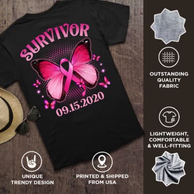 Alternative view of Personalized I'm A Cancer Survivor Print On Back T-Shirt Pink Cancer Awareness Shirt