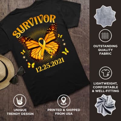 Alternative view of Personalized I'm A Cancer Survivor Print On Back T-Shirt Childhood Cancer Awareness Shirt