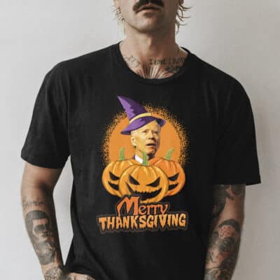 Alternative view of Merry Thanksgiving Funny Biden Confused T-Shirt - Funny Biden Halloween Shirt