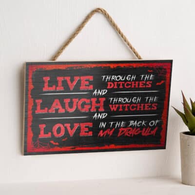 Alternative view of Halloween Live Laugh Love Sign - Live Through The Ditches Laugh Through The Witches Love In Back Door Hangers Decor