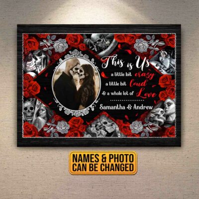Custom Photo Halloween Couple Framed Canvas - This Is Us A Little Bit Crazy Unframed Poster - Halloween Couple Decor