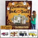 Personalized Happy Halloween Trick Or Treat Fleece Blanket - Custom Halloween Sherpa Blanket - Woven Blanket