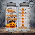 There Is Magic In The Night When Pumpkins Glow By Moonlight Halloween Water Tracker Bottle with Time Marker