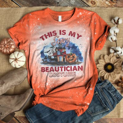 This Is My Scary Beautician Costume Funny Halloween Bleached T-Shirt