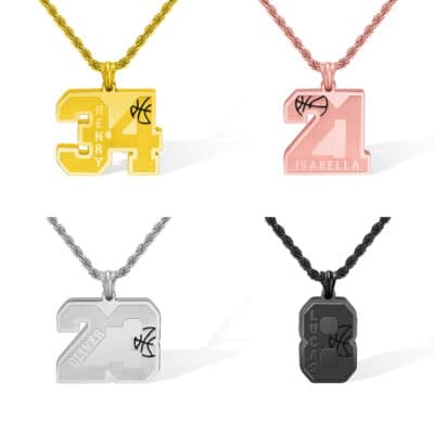 Alternative view of Customized Name Basketball Number Pendant Necklace