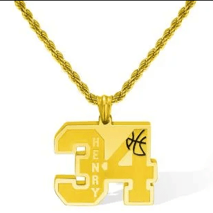 Basketball Number Necklace (18K Gold Stainless Steel)