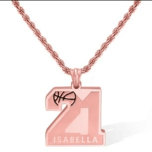 Basketball Number Necklace (18K Rose Gold Stainless Steel)