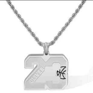 Basketball Number Necklace (Stainless Steel)