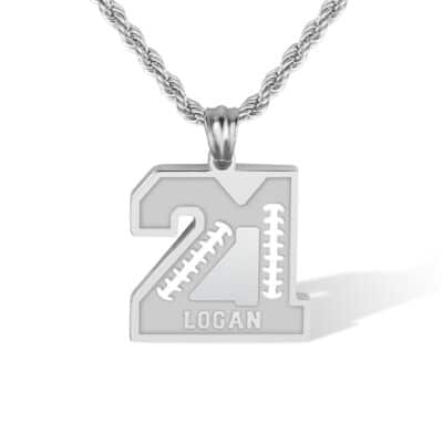 Alternative view of Personalized Football Sports Number Necklace with Name