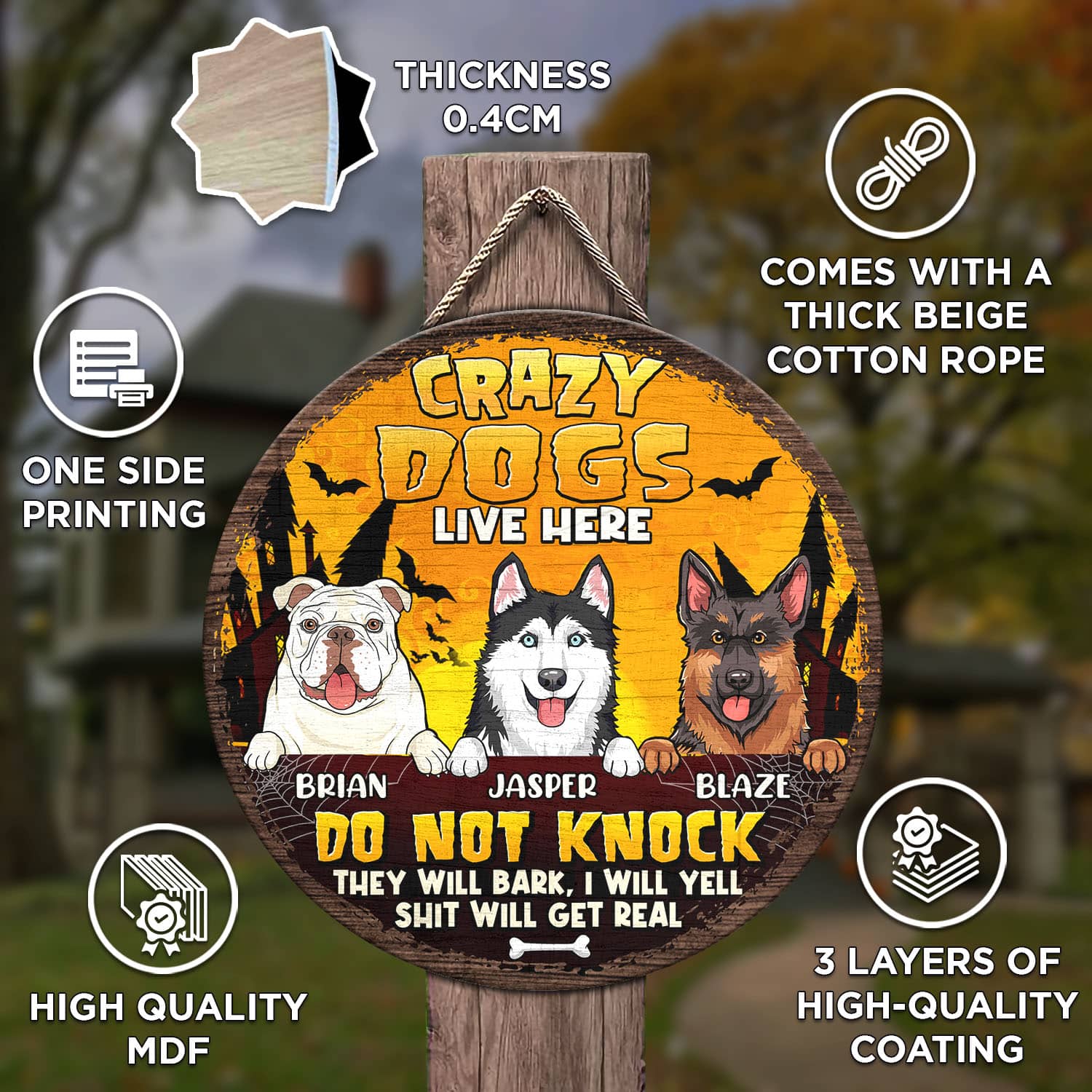 5VT. Crazy Dog Lives Here door sign mk1