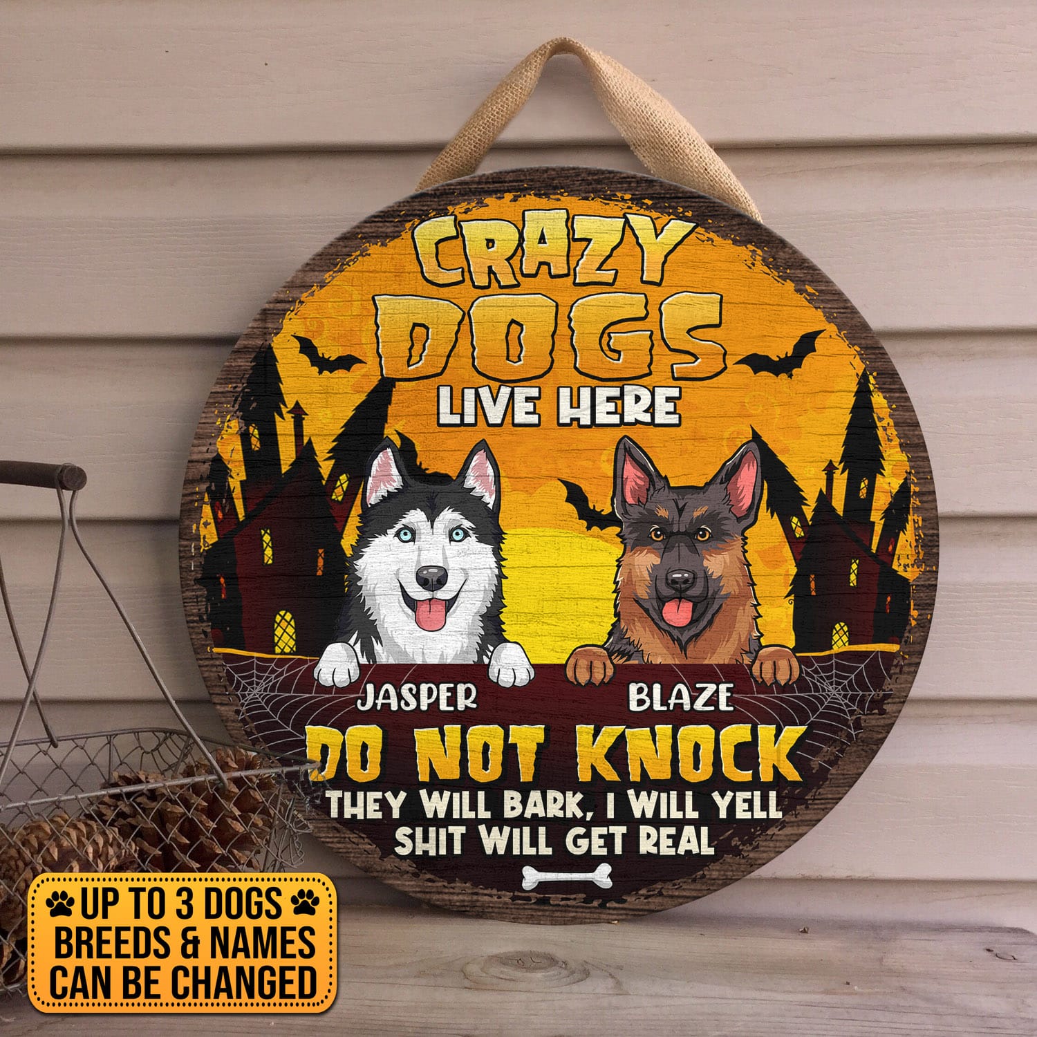 5VT. Crazy Dog Lives Here door sign mk3