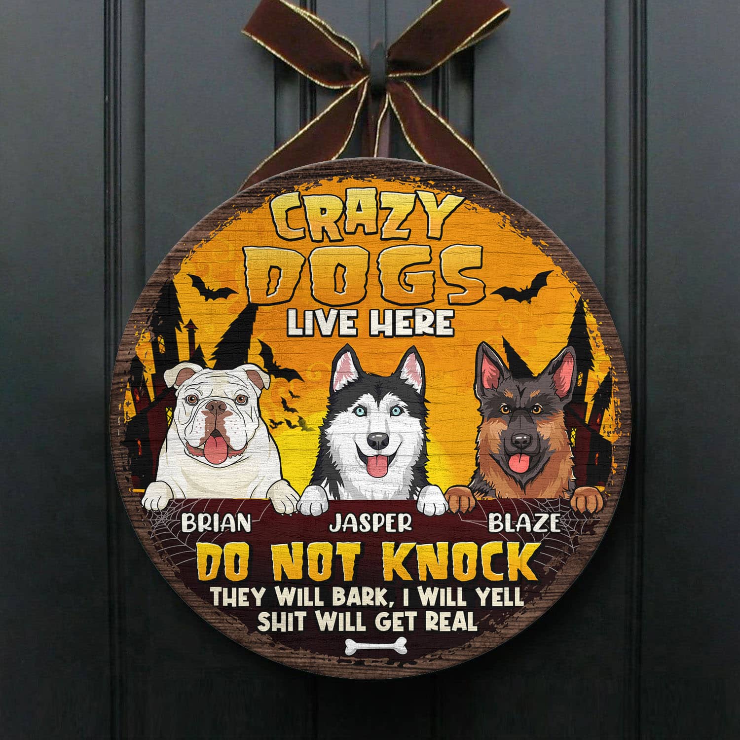 5VT. Crazy Dog Lives Here door sign mk7