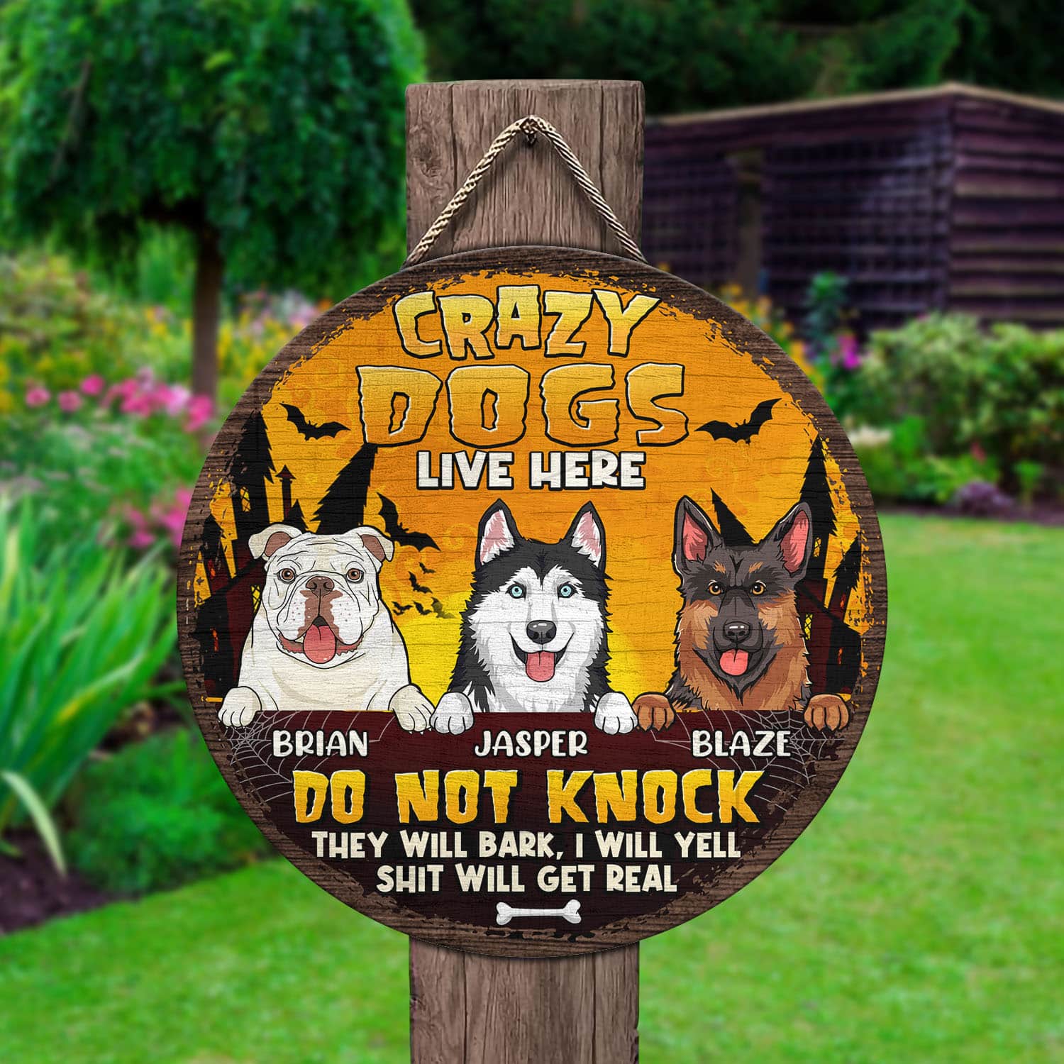 5VT. Crazy Dog Lives Here door sign mk8