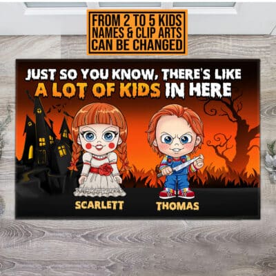 Alternative view of Personalized Just So You Know There's Like A Lot Of Kids In Here House Doormat - Outdoor Indoor Doormat