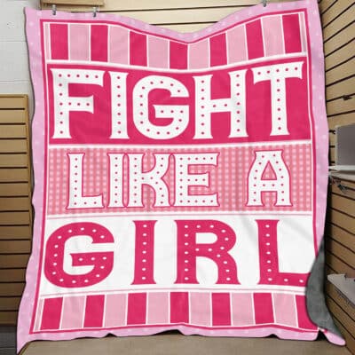 Fight Like A Girl Breast Cancer Awareness Fleece Blanket - Pink Premium Sherpa Blanket