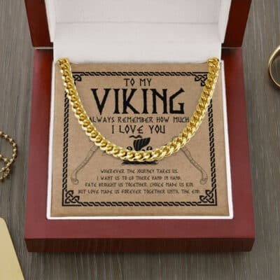 To My Viking Always Remember How Much I Love You Cuban Link Chain Necklace - Viking Husband Gifts