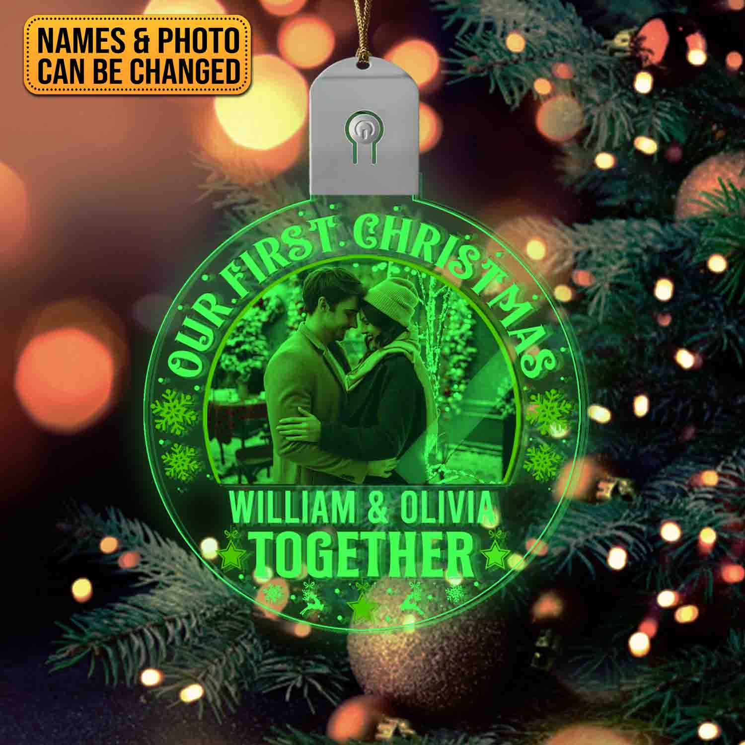 Mockup Led Acrylic 2 2VT. Our First Christmas Led Ornament