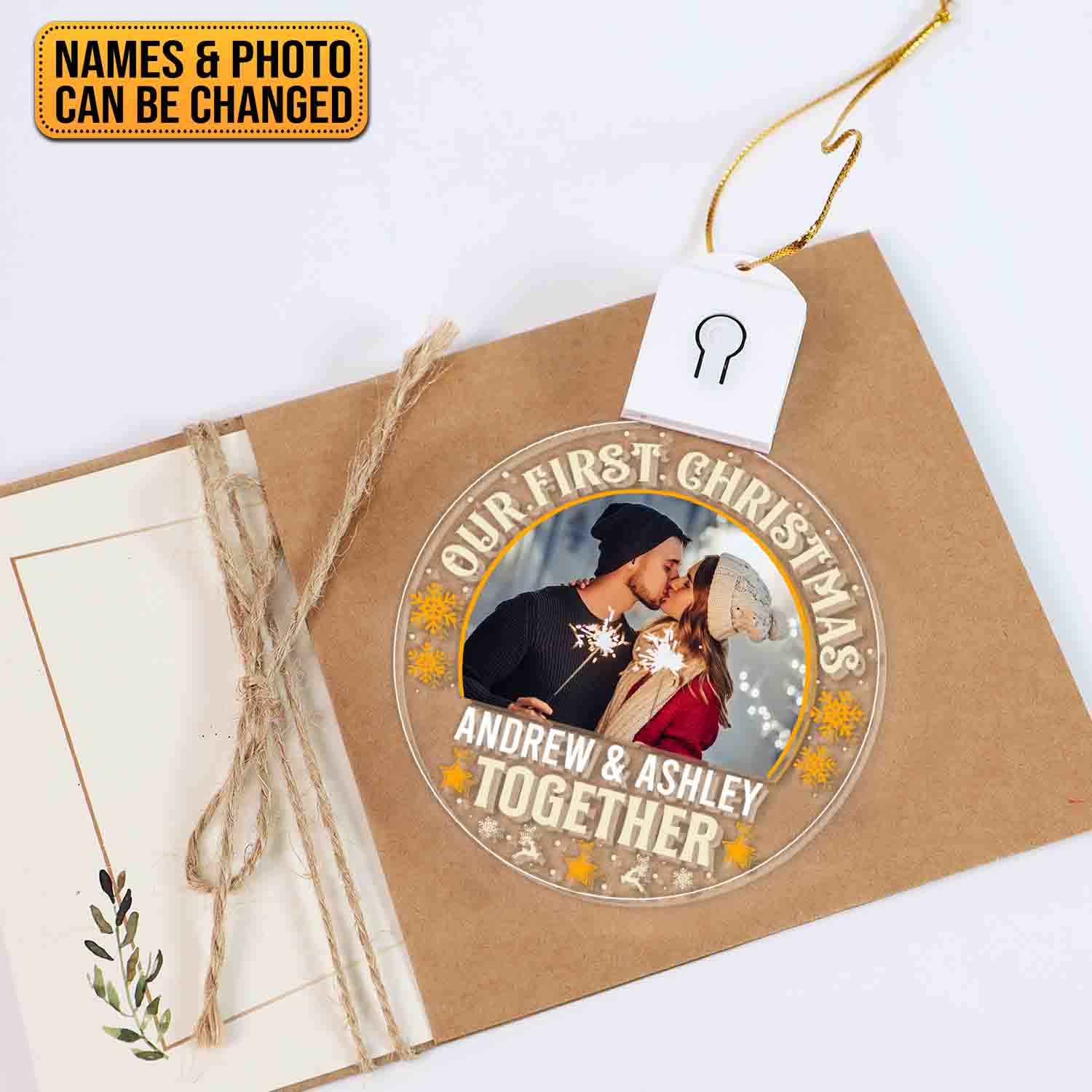 Mockup Led Acrylic 3 2VT. Our First Christmas Led Ornament