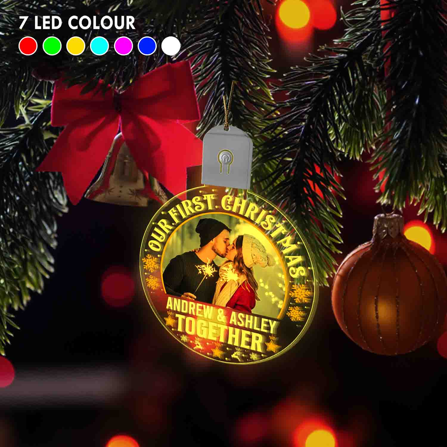 Mockup Product Details 3 2VT. Our First Christmas Led Ornament