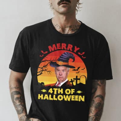 Alternative view of Merry 4th Of Halloween Funny Biden Confused Halloween T-Shirt