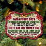Boss Christmas Ornament, I Am A Proud Boss Of Freaking Awesome Employees Benelux Shaped Medallion Christmas Ornament Keepsake