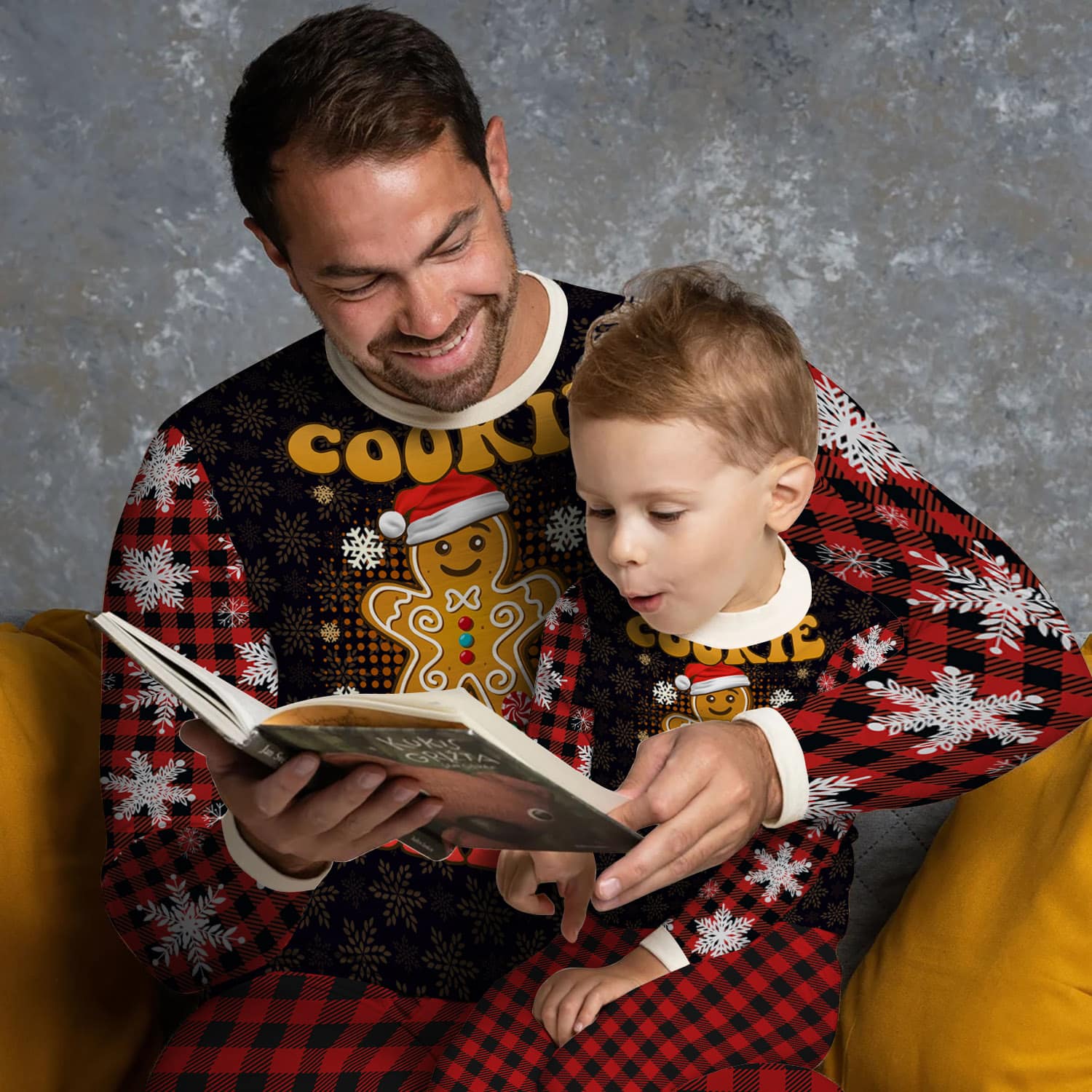 Family Pajamas Set Mockup 3 2VT. Cookie Baking Pajamas