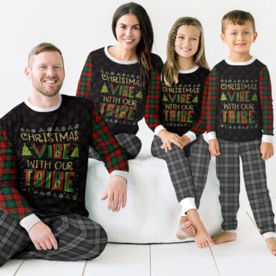 Christmas Vibe With Our Tribe Funny Matching Family Christmas Pajamas Set, Matching Holiday PJ's for Family