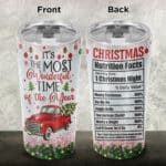 It's The Most Wonderful Time Of The Year Red Truck Christmas Insulated Tumbler Cup With Lid