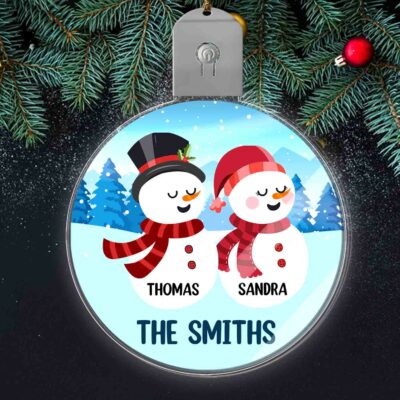 Alternative view of Personalized Ornament Snowman Family Christmas Tree LED Ornament - Custom Christmas Decoration Ornament