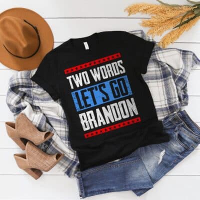 Alternative view of Two Words Let's Go Brandon Funny Biden T-Shirt
