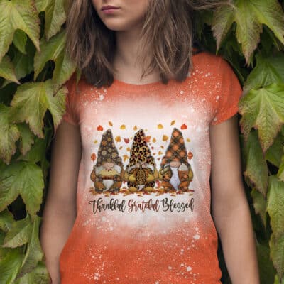 Alternative view of Thankful Grateful Blessed Thanksgiving Gnome T-Shirt - Gnome Thanksgiving Shirt