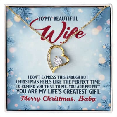 To My Beautiful Wife Christmas Necklace, I Don't Express This Enough But Christmas Feels Like Pendant Necklace Gifts