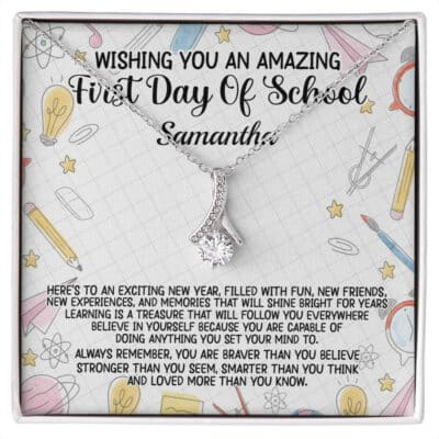 Personalized Back To School Necklace - Wishing You An Amazing First Day Of School Pendant Necklace Gifts