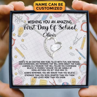 Alternative view of Personalized Back To School Necklace - Wishing You An Amazing First Day Of School Pendant Necklace Gifts