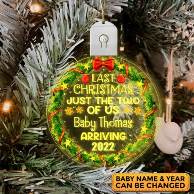 Personalized Last Christmas Just The Two Of Us Expecting Baby Decorative LED Acrylic Ornament Keepsake