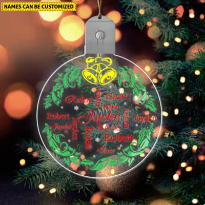 Alternative view of Personalized All Family Name Christmas LED Ornament Keepsake - Custom Random Name Christmas Ornament