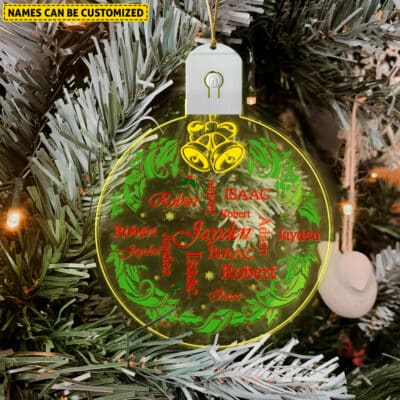 Personalized All Family Name Christmas LED Ornament Keepsake - Custom Random Name Christmas Ornament