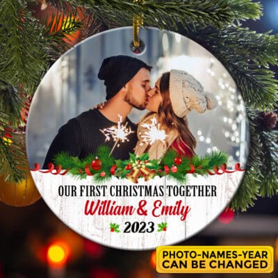 Alternative view of Personalized Photo and Name Our First Christmas Together 2023 Christmas Ornament Keepsake - Christmas Gifts for Her Him