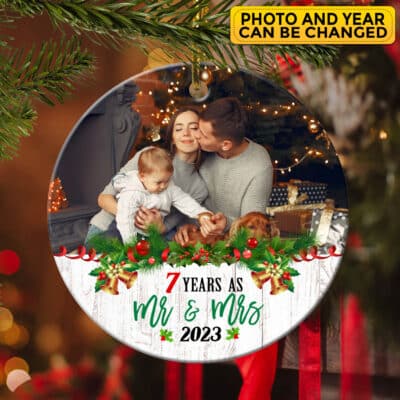 Alternative view of Personalized Photo Anniversary Year Christmas As Mr and Mrs 2023 Christmas Ornament Keepsake - Christmas Gifts for Her Him