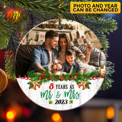 Personalized Photo Anniversary Year Christmas As Mr and Mrs 2023 Christmas Ornament Keepsake - Christmas Gifts for Her Him