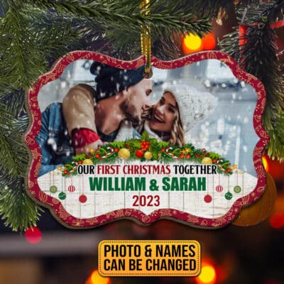 Personalized Photo and Name Our First Christmas Together 2023 Christmas Ornament Keepsake - Christmas Gifts for Her Him