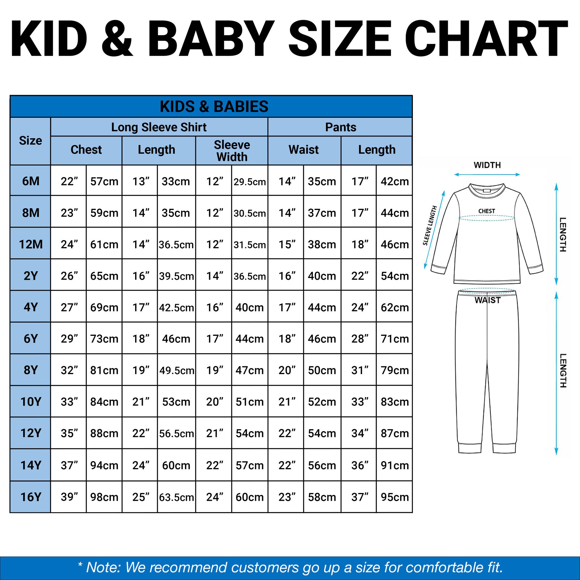 Kids Pajamas Size Chart