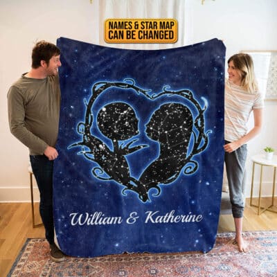 Personalized Starmap Nightmare Before Christmas Blanket - Jack and Sally Star Map Throw Blanket