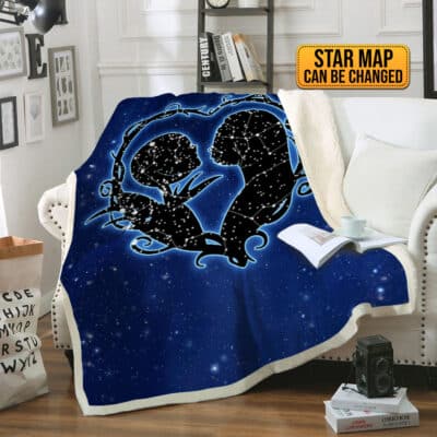 Alternative view of Personalized Starmap Nightmare Before Christmas Blanket - Jack and Sally Star Map Throw Blanket