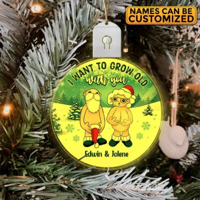 Personalized I Want To Grow Old With You LED Ornament - Custom Old Couple Christmas Ornament